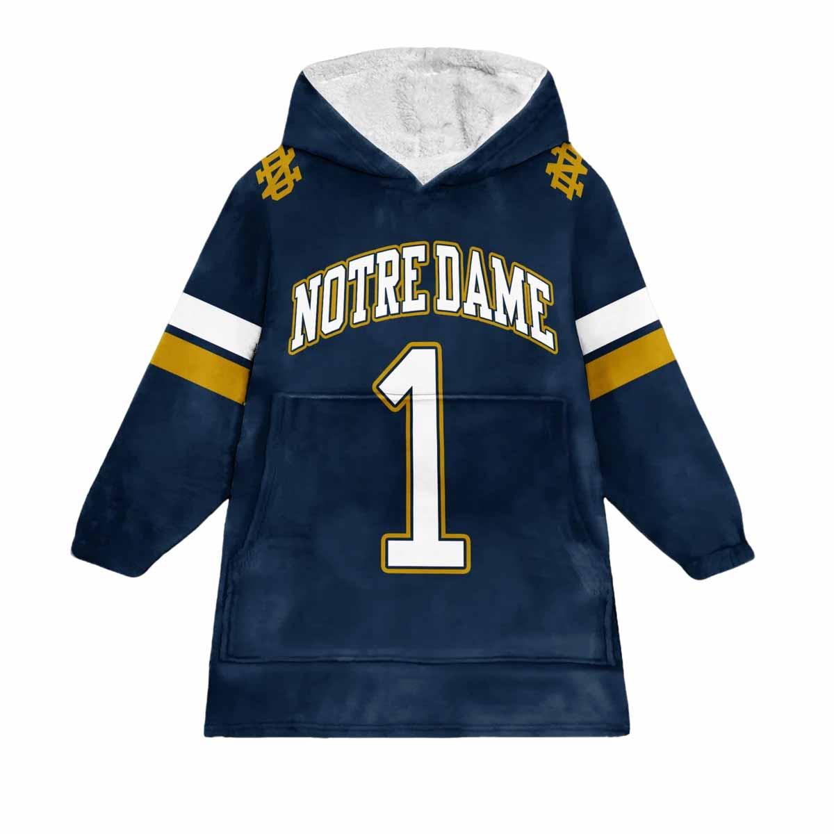 1 Notre Dame Football Unisex Blanket Hoodie 1 Notre Dame Football Unisex Blanket Hoodie
