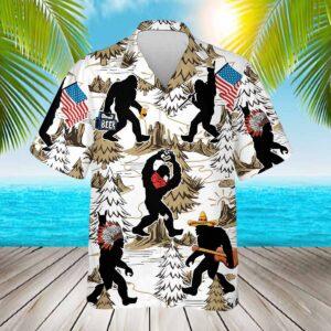 Bigfoot American Flag Hawaiian Shirt Bigfoot American Flag Hawaiian Shirt