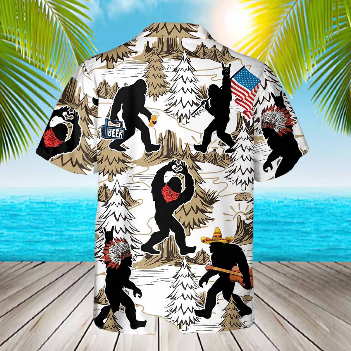 Bigfoot American Flag Hawaiian Shirt Bigfoot American Flag Hawaiian Shirt