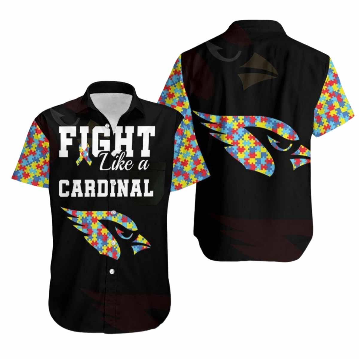 Cardinal Fight Like Autism Hawaiian Shirt Cardinal Fight Like Autism Hawaiian Shirt