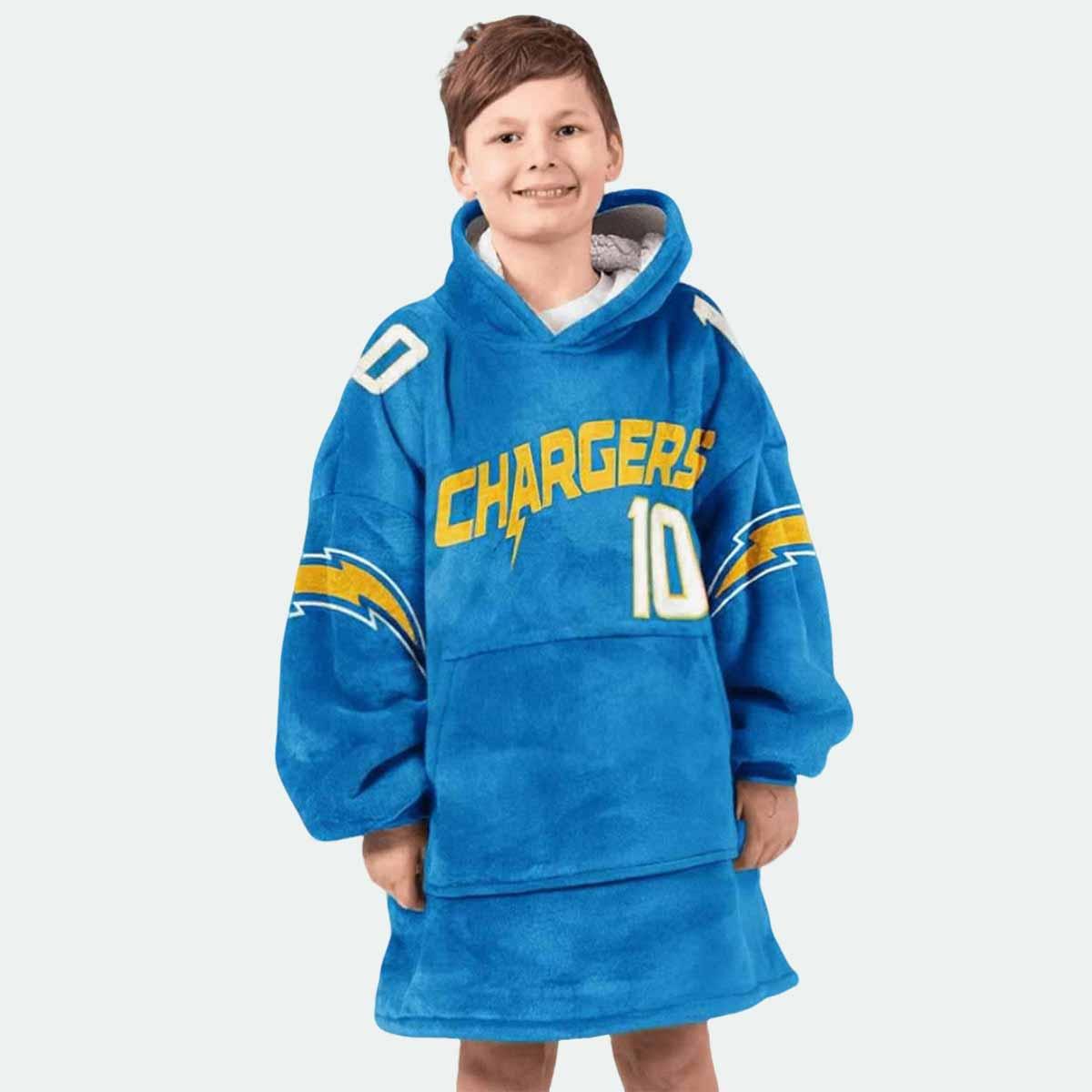 Chargers Herbert 10 Football Blanket Hoodie Chargers Herbert 10 Football Blanket Hoodie