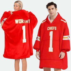 Chiefs Worthy 1 Football Blanket Hoodie