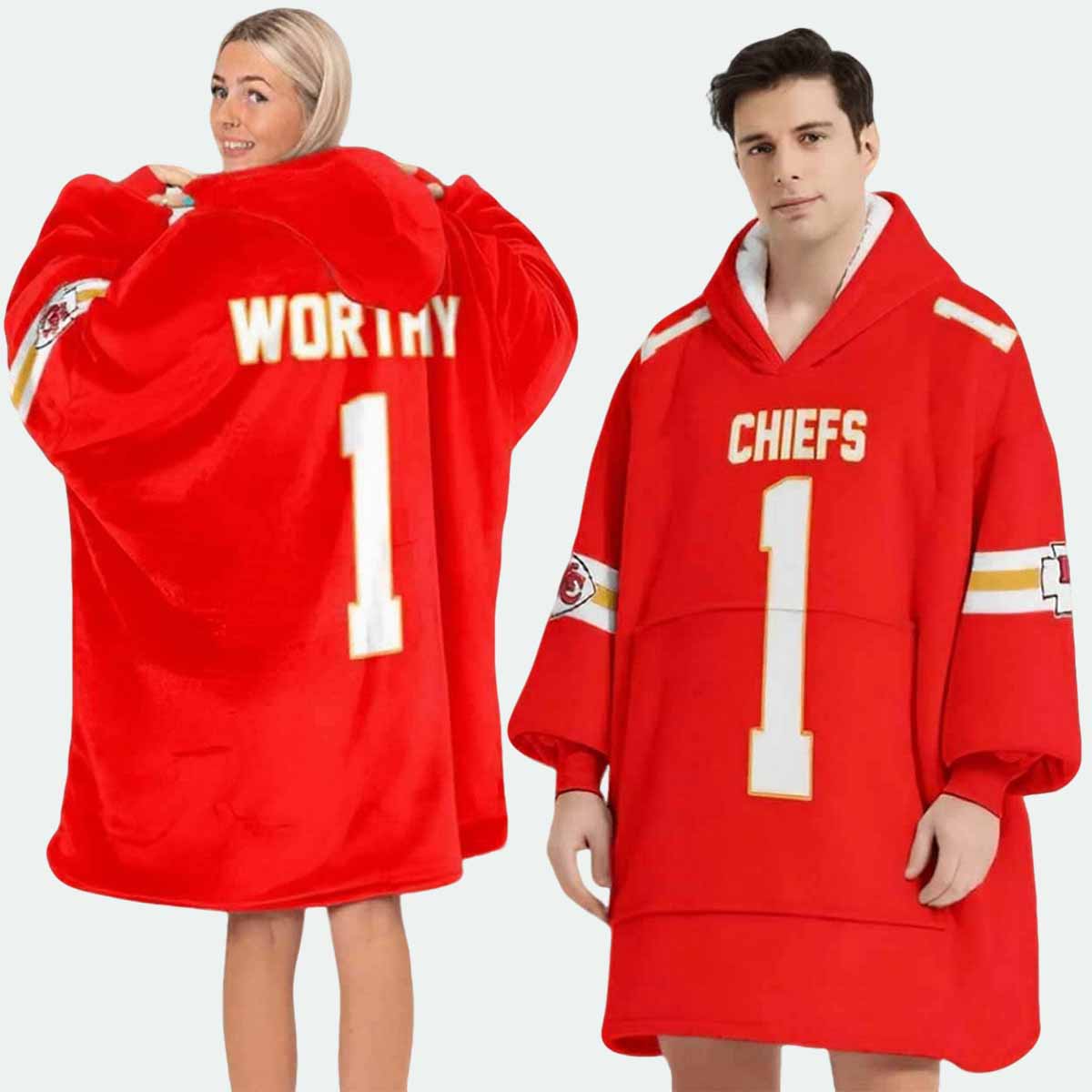 Chiefs Worthy 1 Football Blanket Hoodie Chiefs Worthy 1 Football Blanket Hoodie