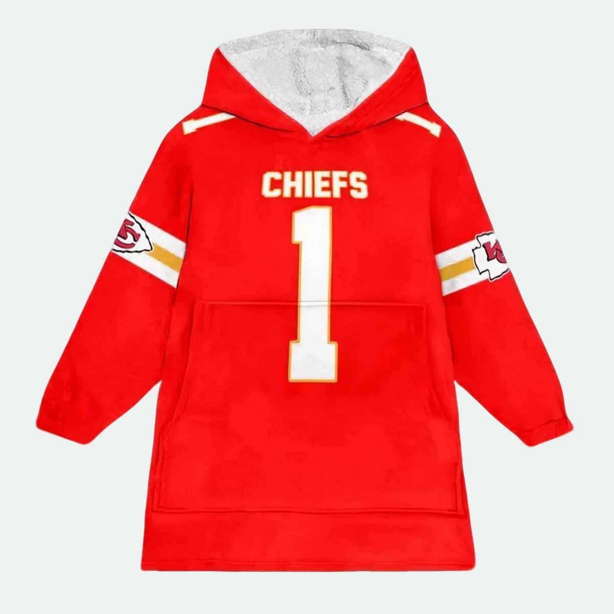 Chiefs Worthy 1 Football Blanket Hoodie Chiefs Worthy 1 Football Blanket Hoodie