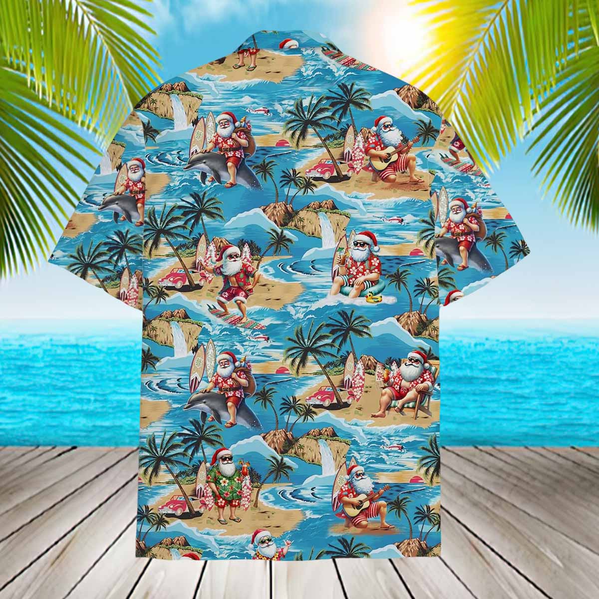 Christmas Tropical Santa Surfing Hawaiian Shirt Christmas Tropical Santa Surfing Hawaiian Shirt