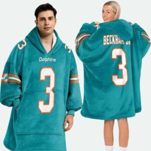 Dolphins Beckham 3 Football Blanket Hoodie Dolphins Beckham 3 Football Blanket Hoodie