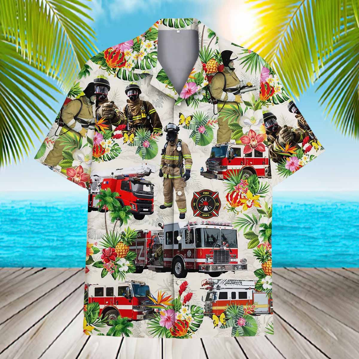 Firefighter Tropical Hawaiian Shirt Firefighter Tropical Hawaiian Shirt