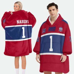 Giants Nabers 1 Football Blanket Hoodie