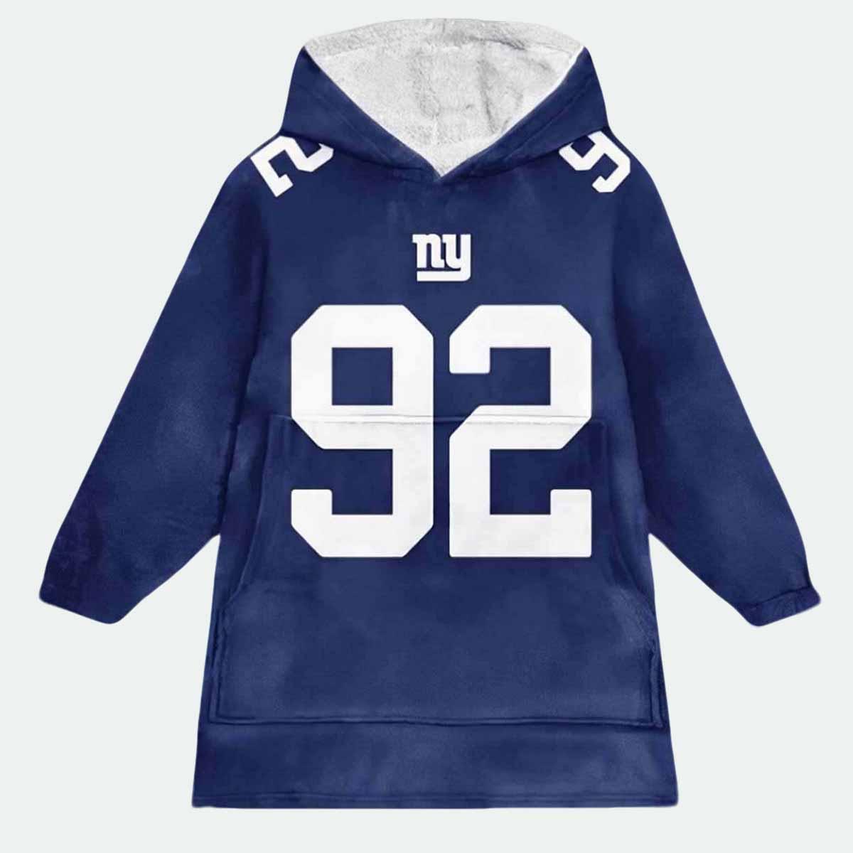 Giants Strahan 92 Football Blanket Hoodie Giants Strahan 92 Football Blanket Hoodie
