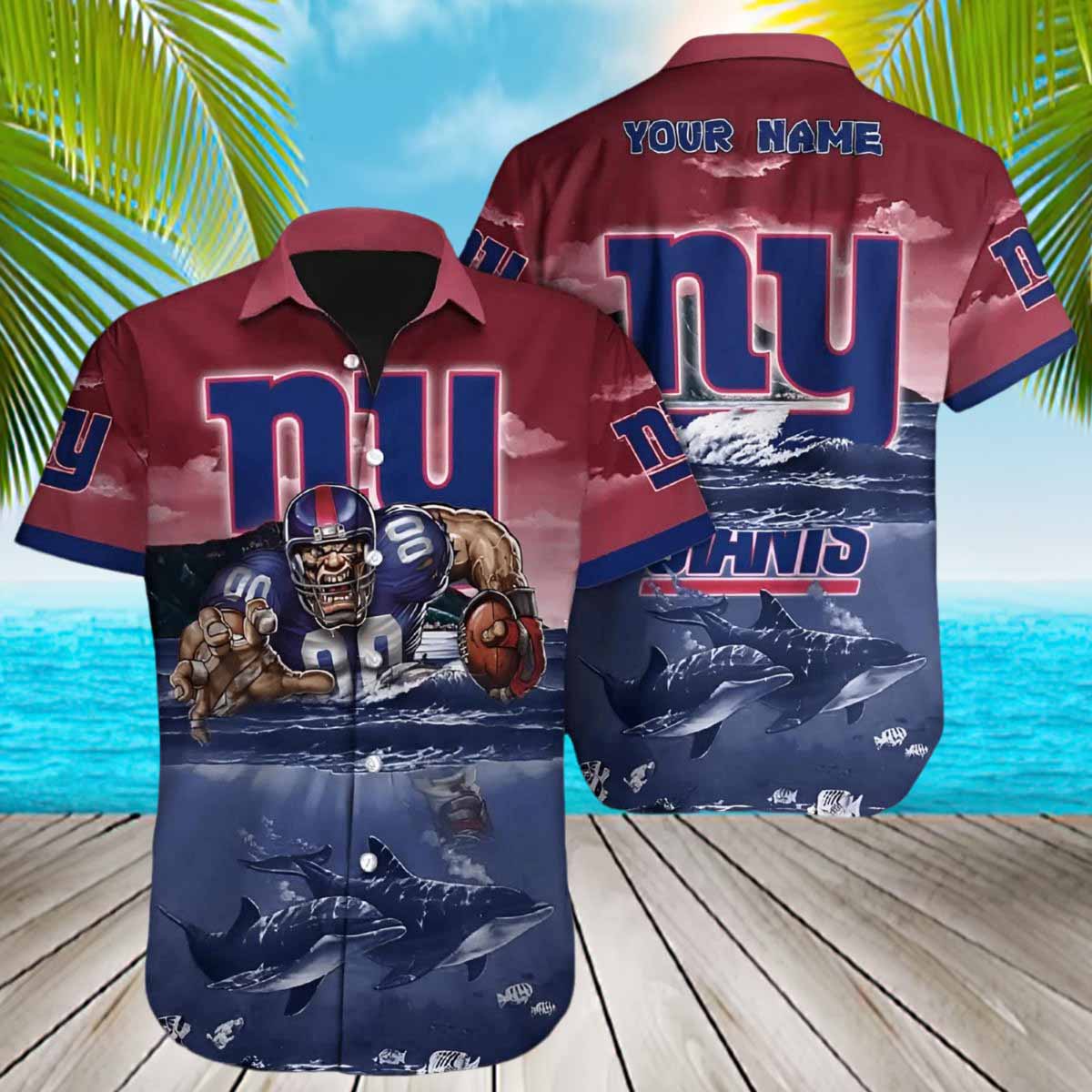 Gridiron Beast Giants Personalized Hawaiian Shirt Gridiron Beast Giants Personalized Hawaiian Shirt