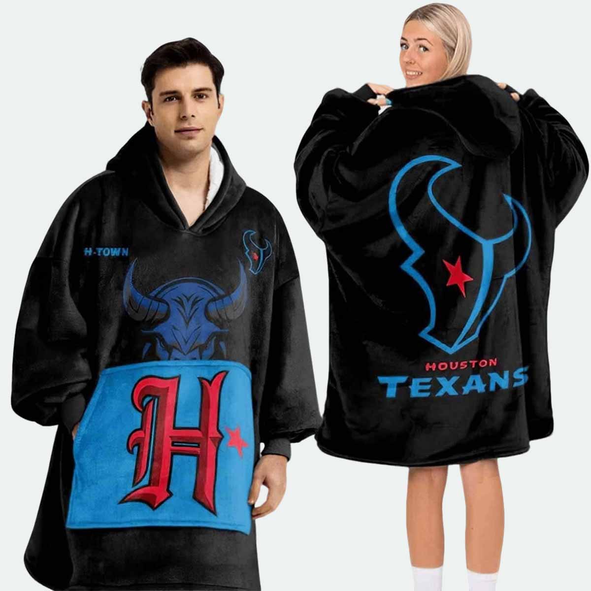 Houston Football Unisex Blanket Hoodie Houston Football Unisex Blanket Hoodie