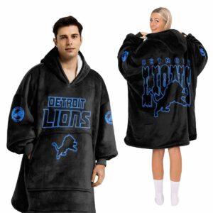 Lions Football 2024 Back In Black Unisex Blanket Hoodie Lions Football 2024 Back In Black Unisex Blanket Hoodie