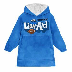 Lions Kool-Aid Honolulu Blue Real Flavor Football Blanket Hoodie Lions Kool-Aid Honolulu Blue Real Flavor Football Blanket Hoodie