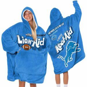 Lions Kool Aid Honolulu Blue Real Flavor Football Blanket Hoodie