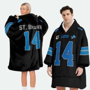 Lions St Brown 14 Football Unisex Blanket Hoodie