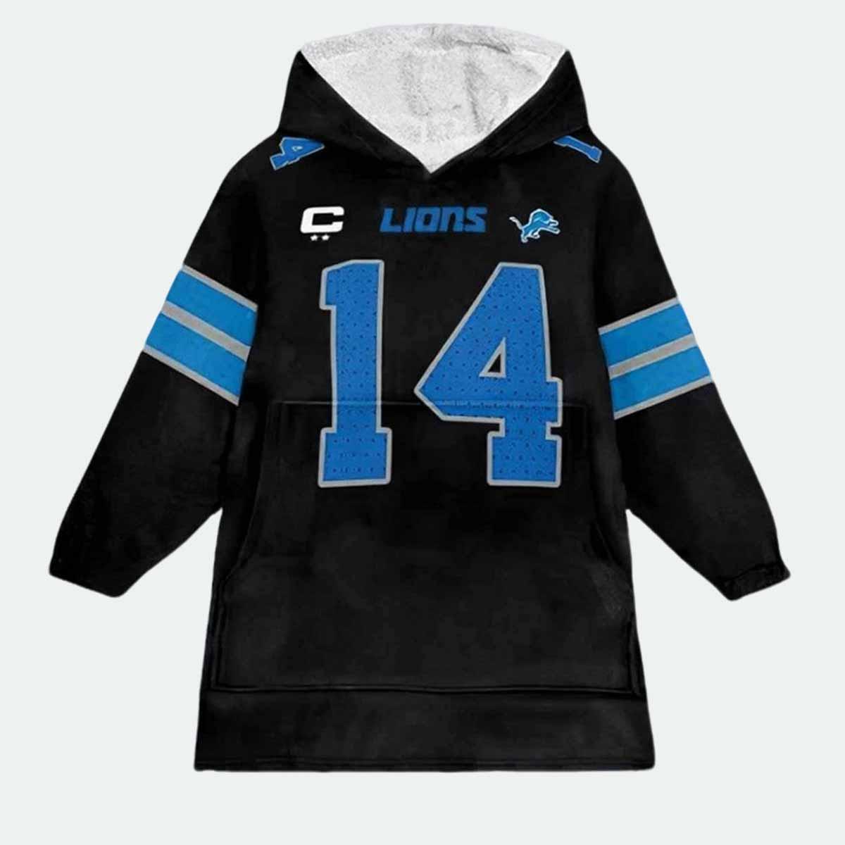 Lions St Brown 14 Football Unisex Blanket Hoodie Lions St Brown 14 Football Unisex Blanket Hoodie