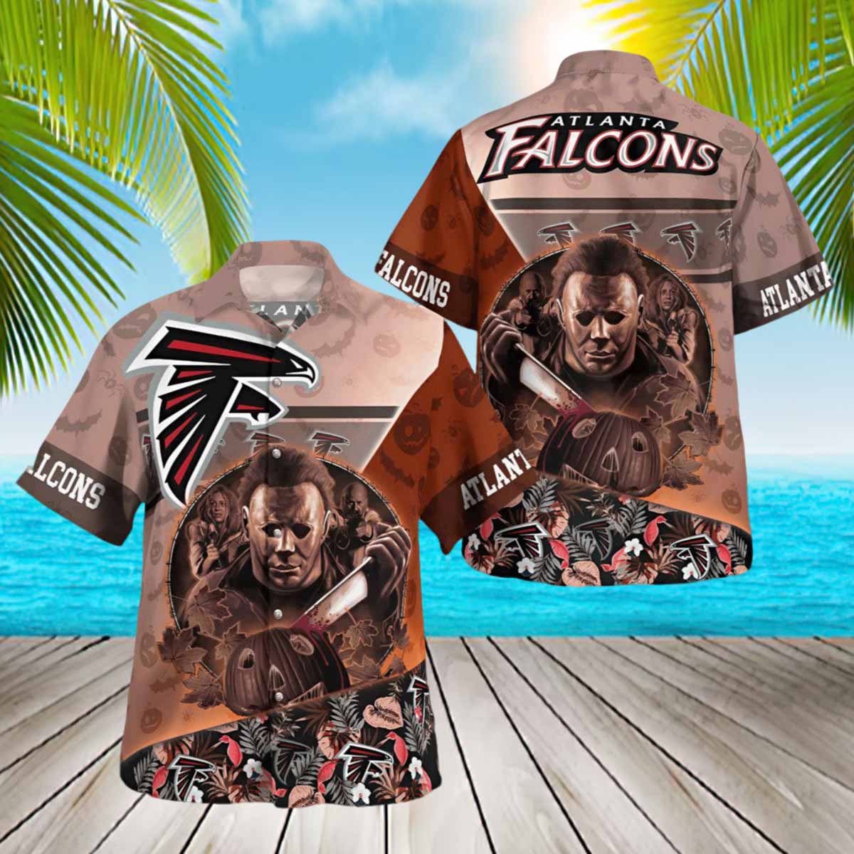 Michael Myers Falcons Tropical Hawaiian Shirt Michael Myers Falcons Tropical Hawaiian Shirt