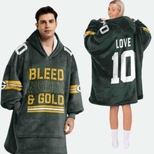 Packers Bleed Green And Gold 10 Football Blanket Hoodie Packers Bleed Green And Gold 10 Football Blanket Hoodie