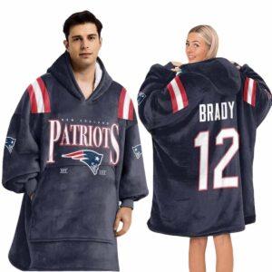 Patriots Brady 12 Football Unisex Blanket Hoodie1