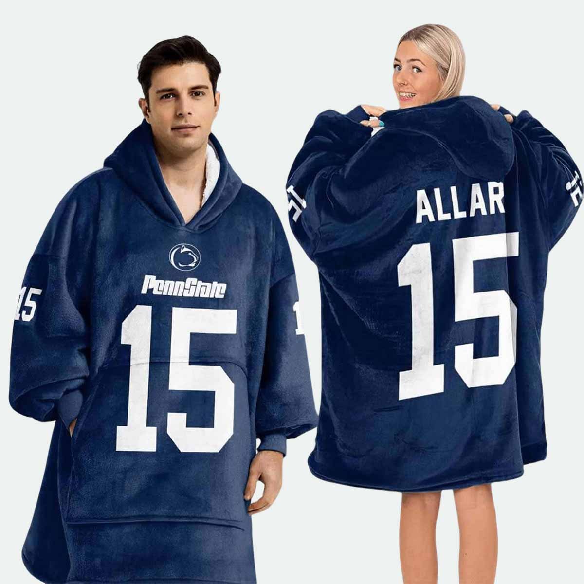 Penn State Allar 15 Football Blanket Hoodie Penn State Allar 15 Football Blanket Hoodie