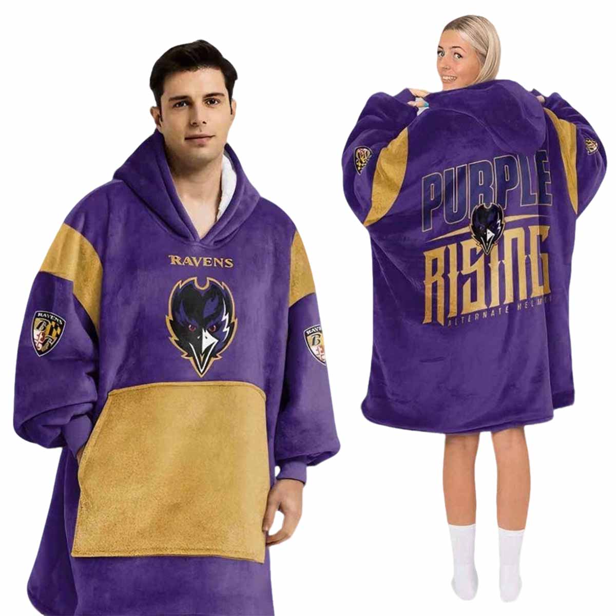 Ravens Purple Rising Football Hoodie Blanket Ravens Purple Rising Football Hoodie Blanket