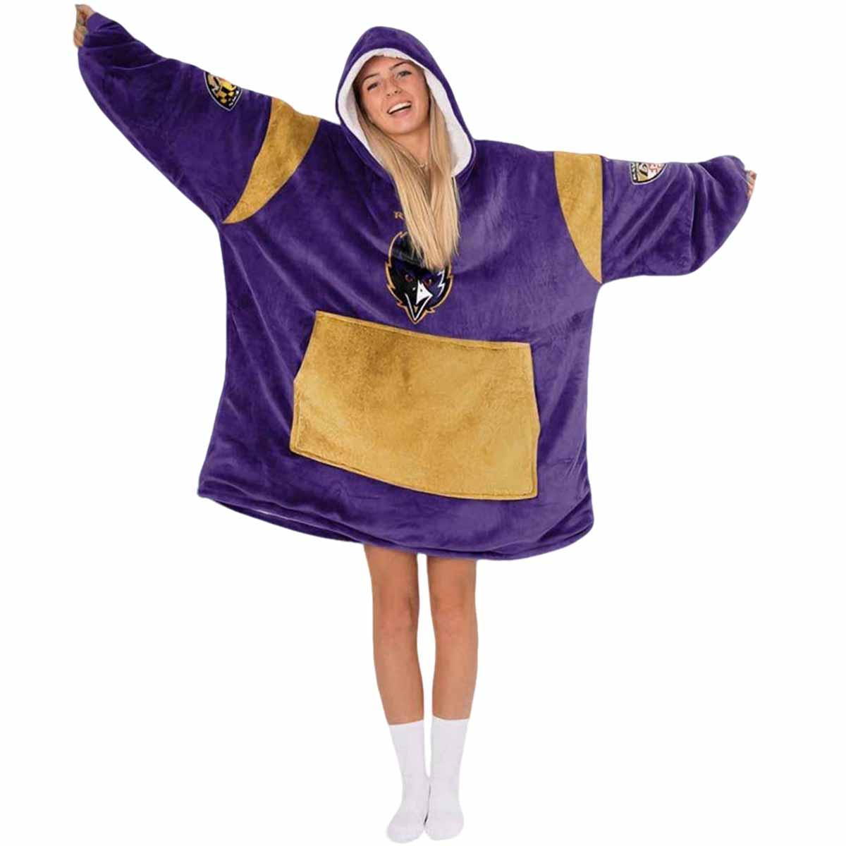 Ravens Purple Rising Football Hoodie Blanket Ravens Purple Rising Football Hoodie Blanket