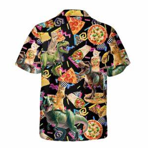 Retro Cat Riding Dinosaur Pizza Hawaiian Shirt 1 Retro Cat Riding Dinosaur Pizza Hawaiian Shirt