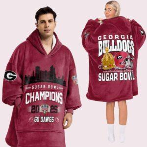 Sugar Bowl Champions 2025 Go Dawgs Bulldogs Football Blanket Hoodie