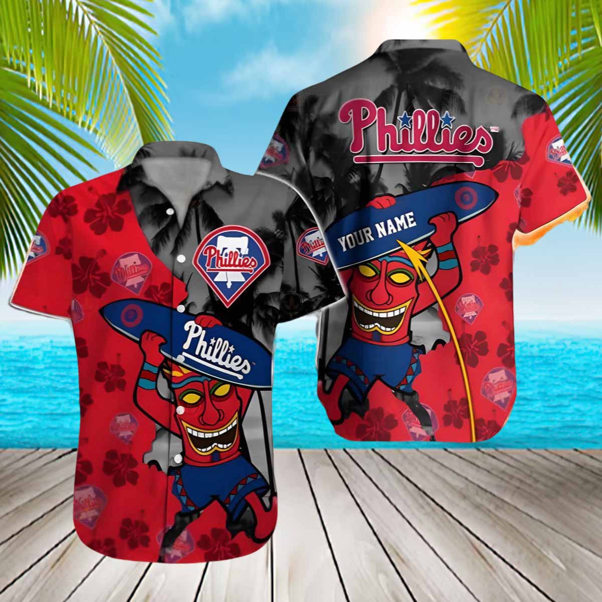 Tiki Phillies Customizable Name Hawaiian Shirt Tiki Phillies Customizable Name Hawaiian Shirt