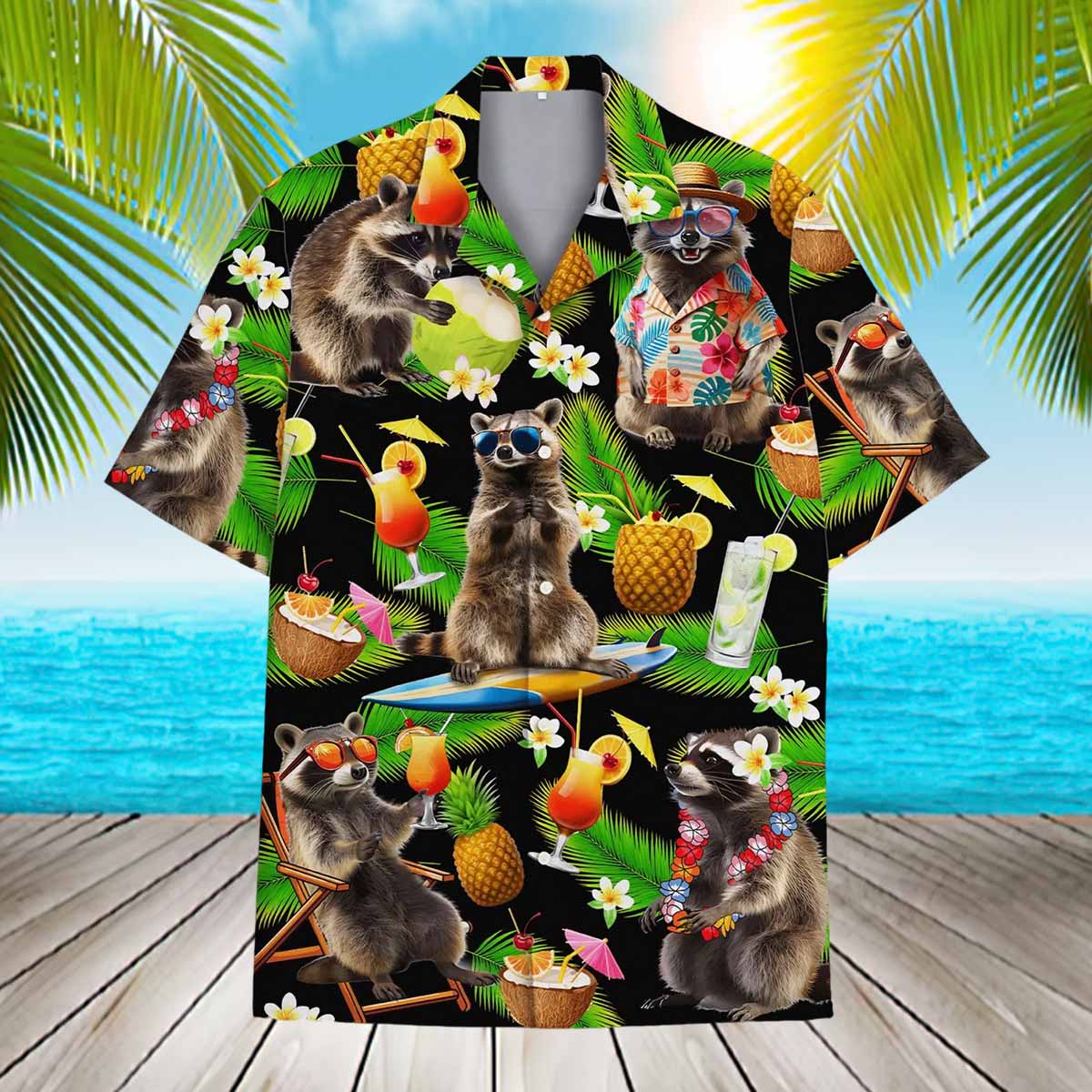 Tropical Pineapple Raccoon Hawaiian Shirt Tropical Pineapple Raccoon Hawaiian Shirt