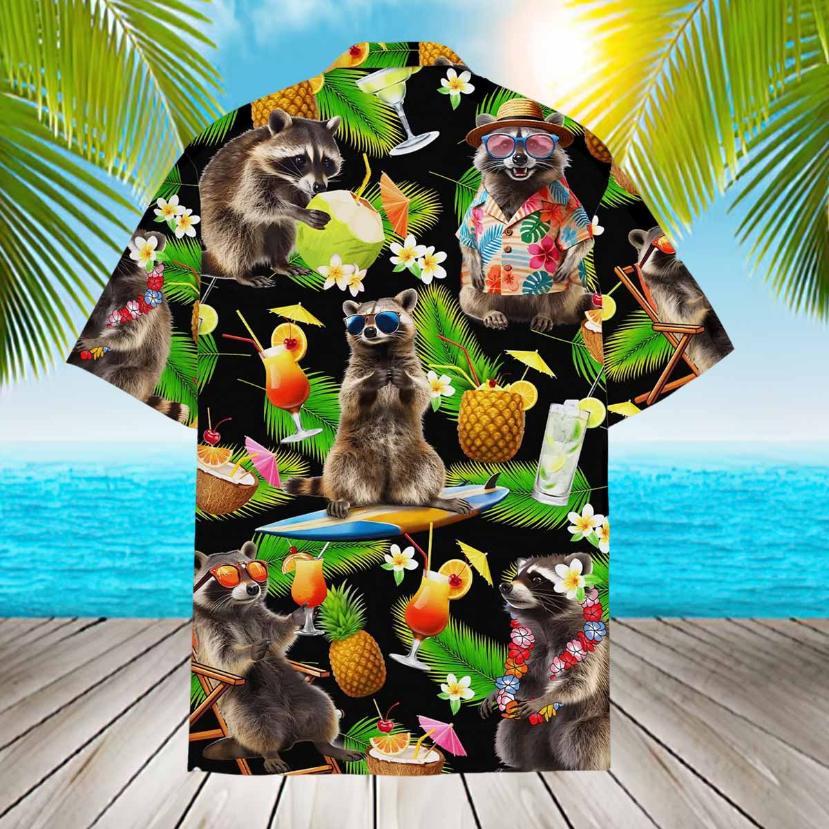 Tropical Pineapple Raccoon Hawaiian Shirt Tropical Pineapple Raccoon Hawaiian Shirt