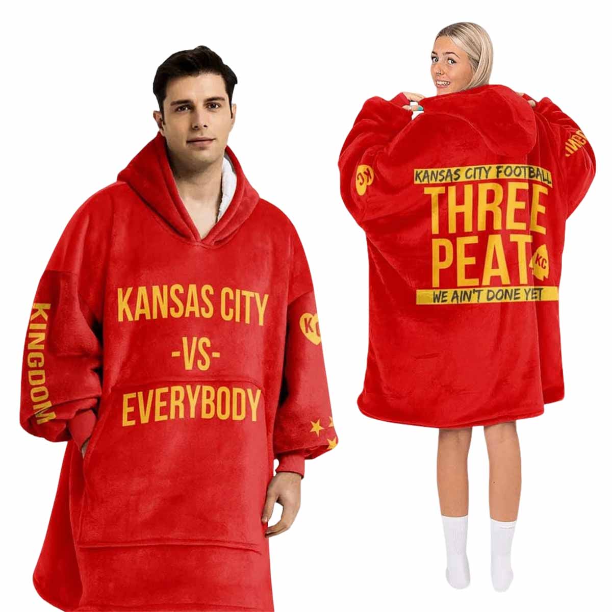 3 Peat Kansas City Football Unisex Blanket Hoodie 3 Peat Kansas City Football Unisex Blanket Hoodie