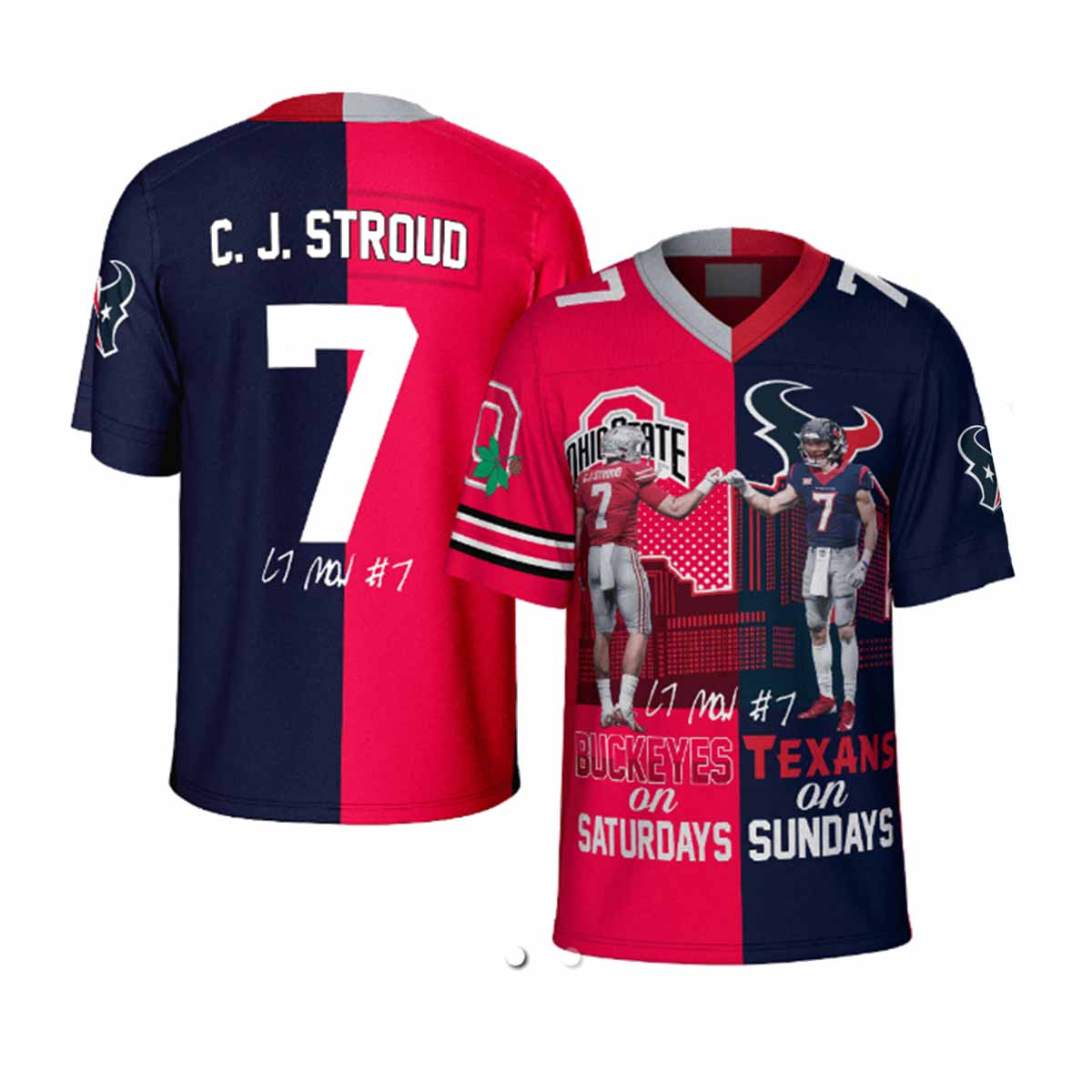 CJ Stroud Buckeyes On Saturdays Texans On Sundays Jersey CJ Stroud Buckeyes On Saturdays Texans On Sundays Jersey