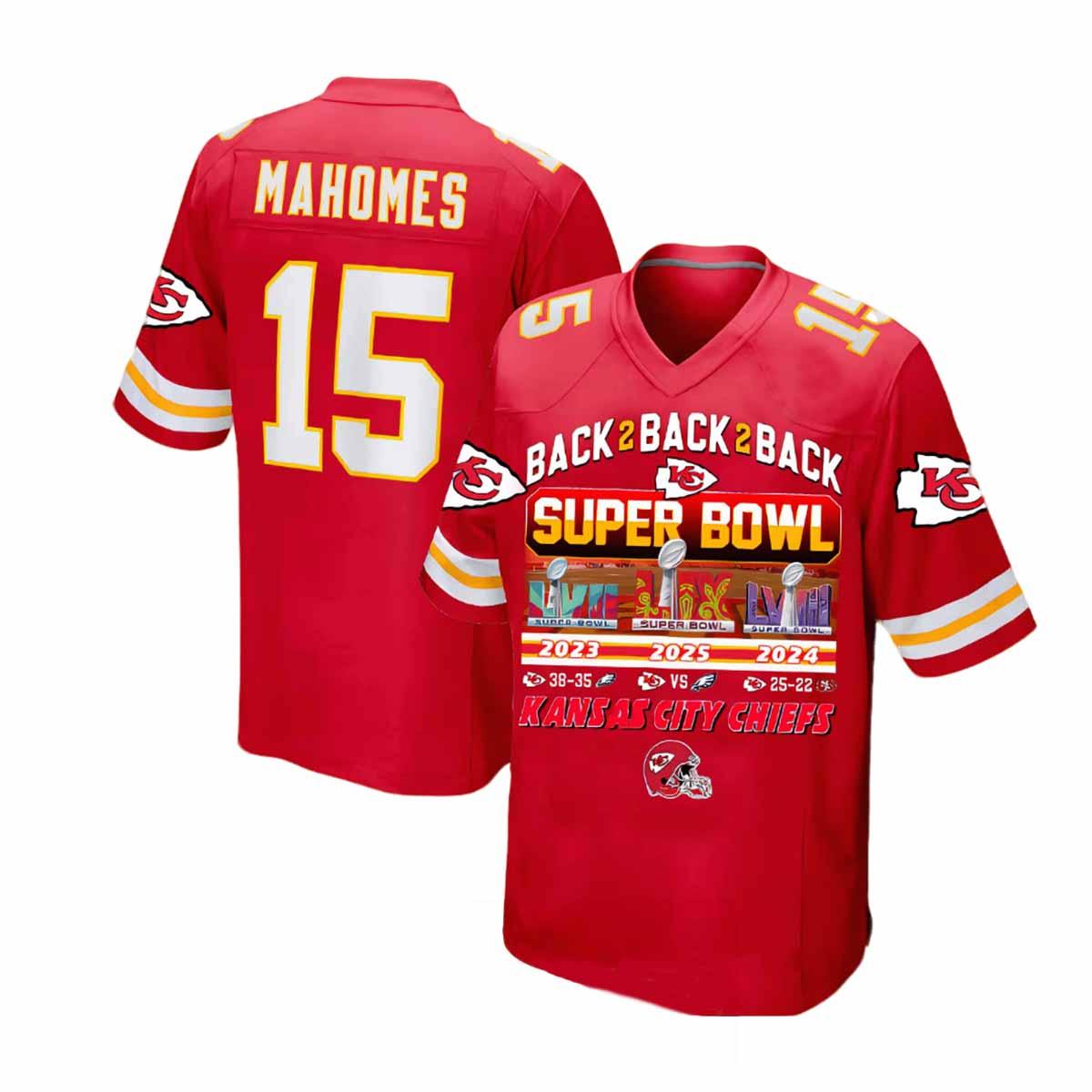 Chiefs Mahomes Back 2 Back Super Bowl LIX Champions Jersey Chiefs Mahomes Back 2 Back Super Bowl LIX Champions Jersey