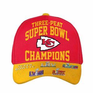 Chiefs Three Peat Super Bowl LIX Champions Hat Chiefs Three Peat Super Bowl LIX Champions Hat