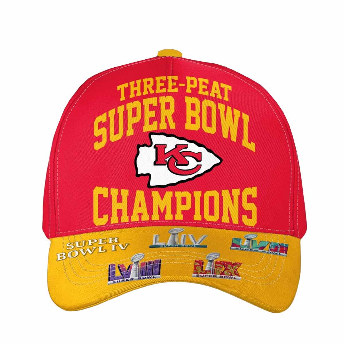 Chiefs Three Peat Super Bowl LIX Champions Hat Chiefs Three Peat Super Bowl LIX Champions Hat