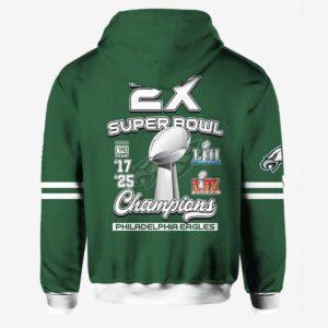 Eagles 2X Super Bowl LIX Champions 2025 Hoodie