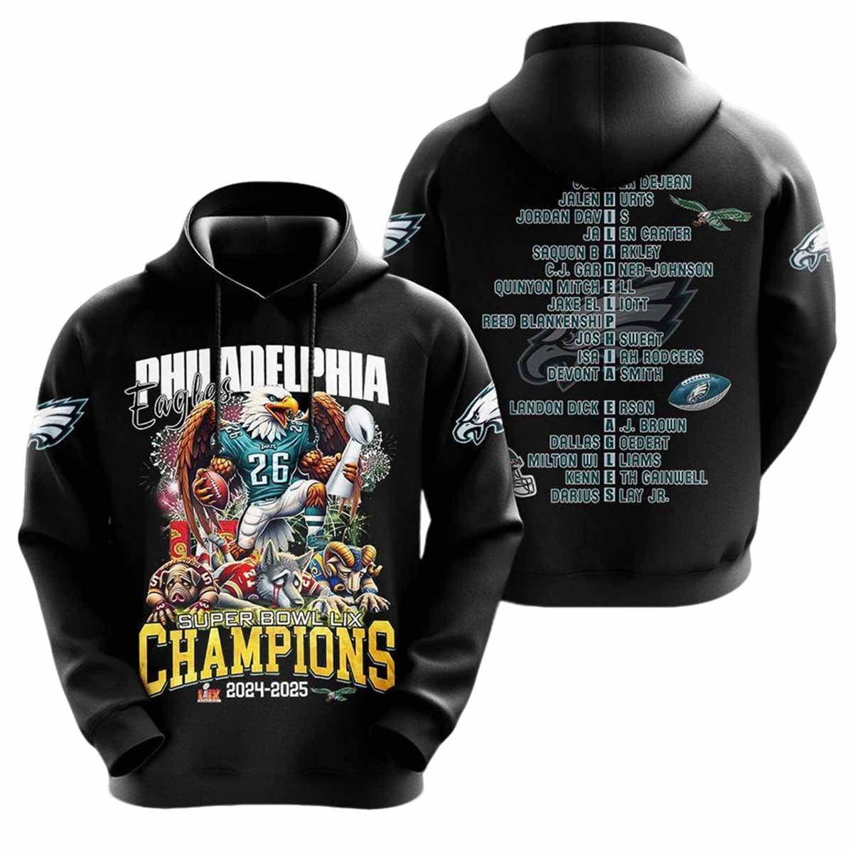 Eagles Super Bowl LIX Champions 2024 2025 Hoodie Eagles Super Bowl LIX Champions 2024 2025 Hoodie