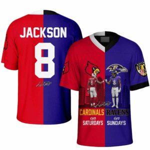Jackson 8 Cardinals On Saturdays Ravens On Sundays Jersey Jackson 8 Cardinals On Saturdays Ravens On Sundays Jersey