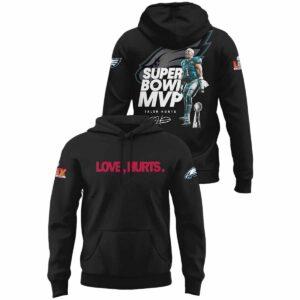 Jalen Hurts Loves Hurts Super Bowl LIX MVP Hoodie Jalen Hurts Loves Hurts Super Bowl LIX MVP Hoodie