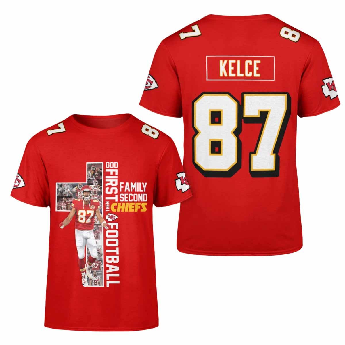 Kelce God First Family Second Then Chiefs Football Shirt Kelce God First Family Second Then Chiefs Football Shirt