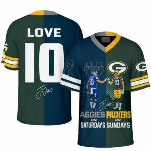 Love 10 Aggies On Saturdays Packers On Sundays Jersey Love 10 Aggies On Saturdays Packers On Sundays Jersey