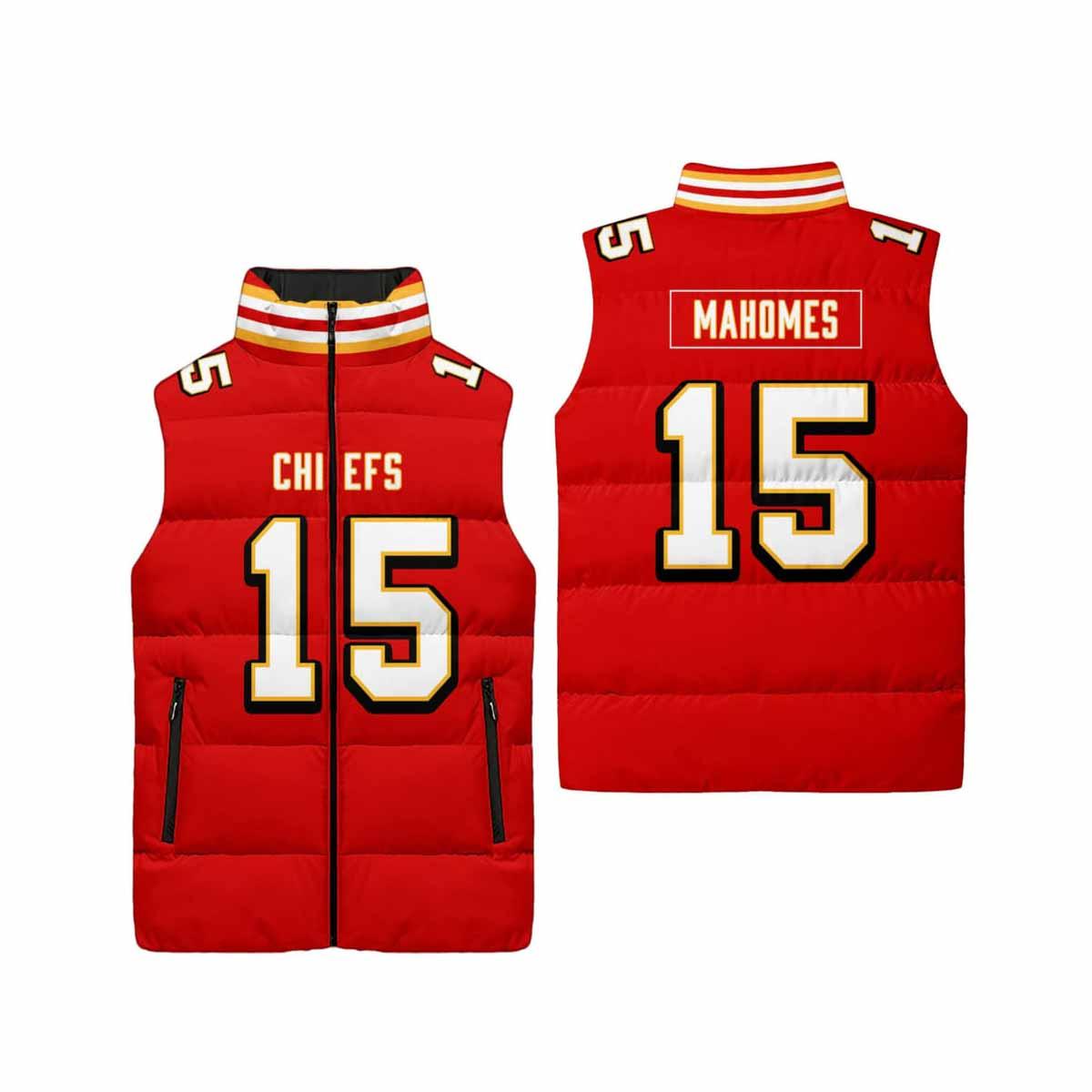 Mahomes 15 Kansas City Football 3D Unisex Puffer Vest Mahomes 15 Kansas City Football 3D Unisex Puffer Vest