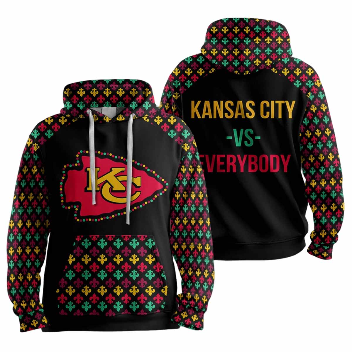 Mardi Gras Chiefs Football Unisex Hoodie Mardi Gras Chiefs Football Unisex Hoodie