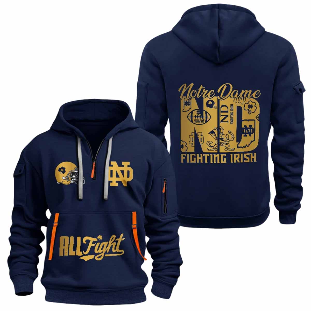 Notre Dame All Fight Quarter Zip Hoodie Notre Dame All Fight Quarter Zip Hoodie