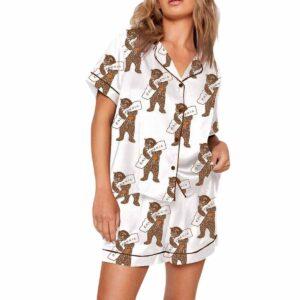 California Bear Hugging California Map Print Pajama Set California Bear Hugging California Map Print Pajama Set