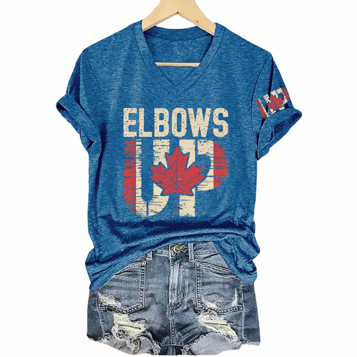 Canada Elbows Up V Neck T Shirt Canada Elbows Up V-Neck T-Shirt