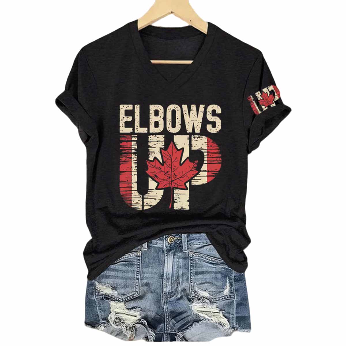 Canada Elbows Up V-Neck T-Shirt Canada Elbows Up V-Neck T-Shirt