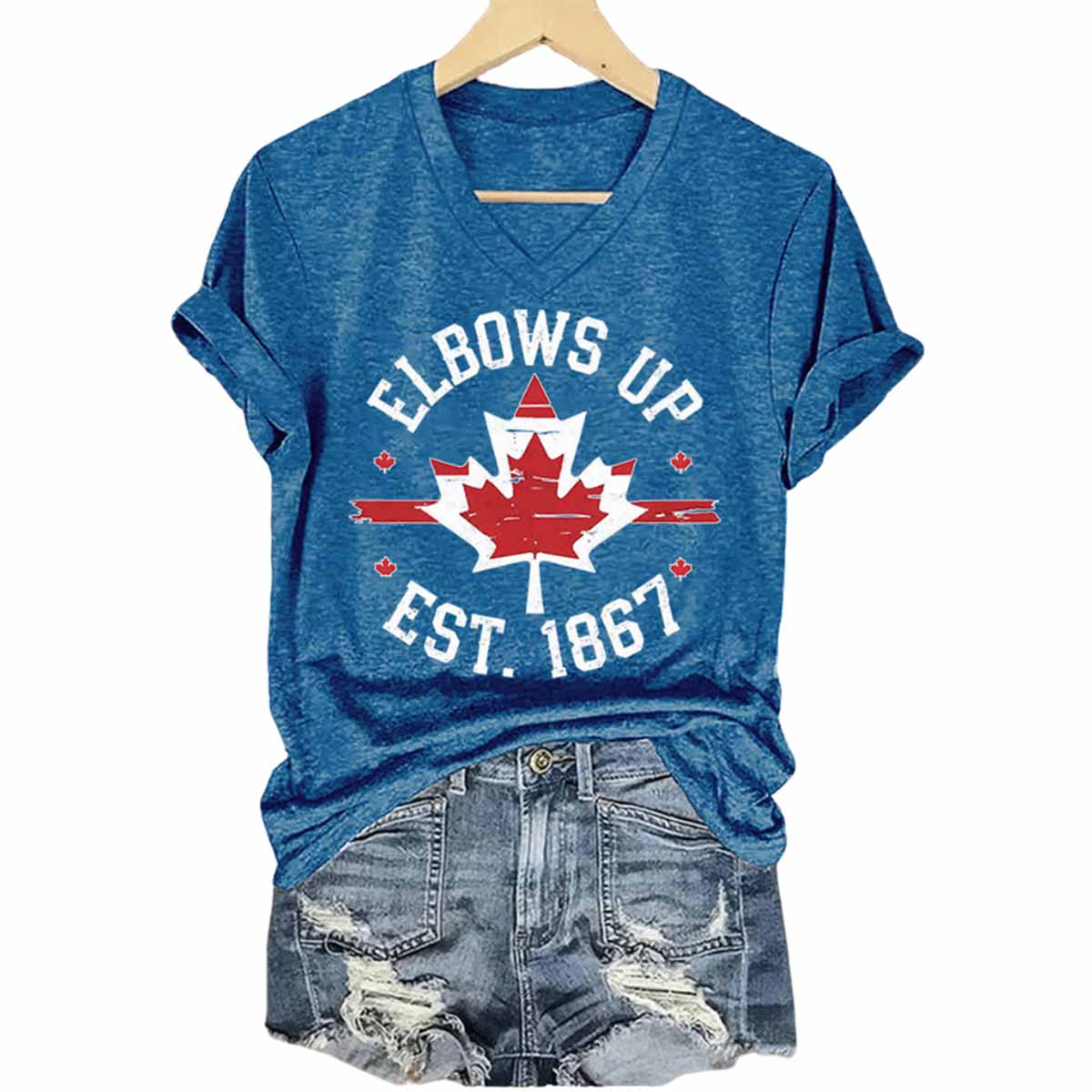 Canada Elbows up Est 1867 V-Neck T-Shirt Canada Elbows up Est 1867 V-Neck T-Shirt