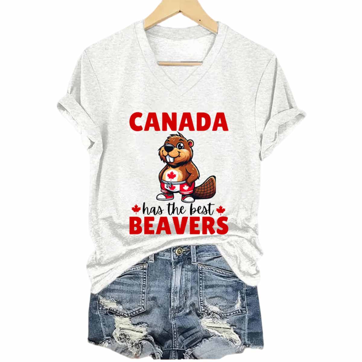 Canada Has The Best Beavers V Neck T Shirt Canada Has The Best Beavers V-Neck T-Shirt